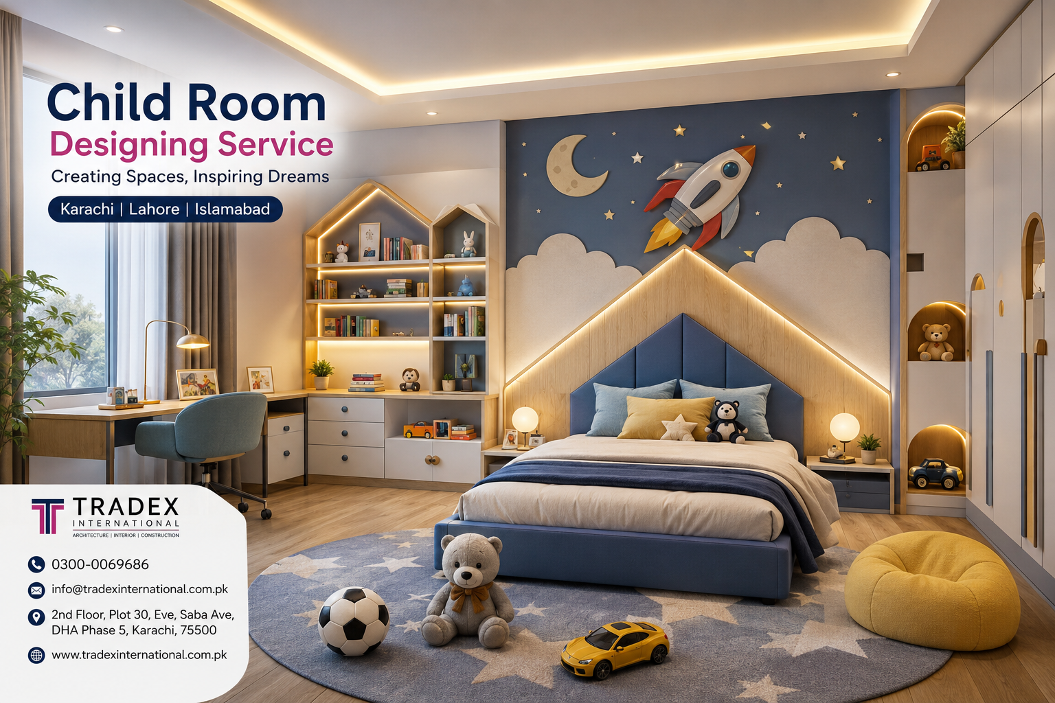Modern Child Room Designing Service in Karachi for Comfortable Living and Learning Spaces