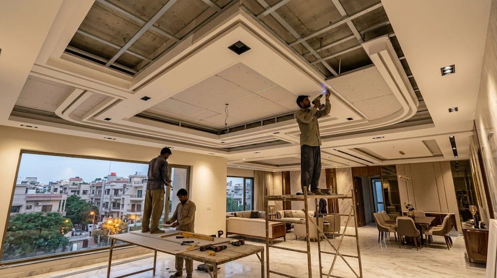 Modern Gypsum False Ceiling Installation in Karachi