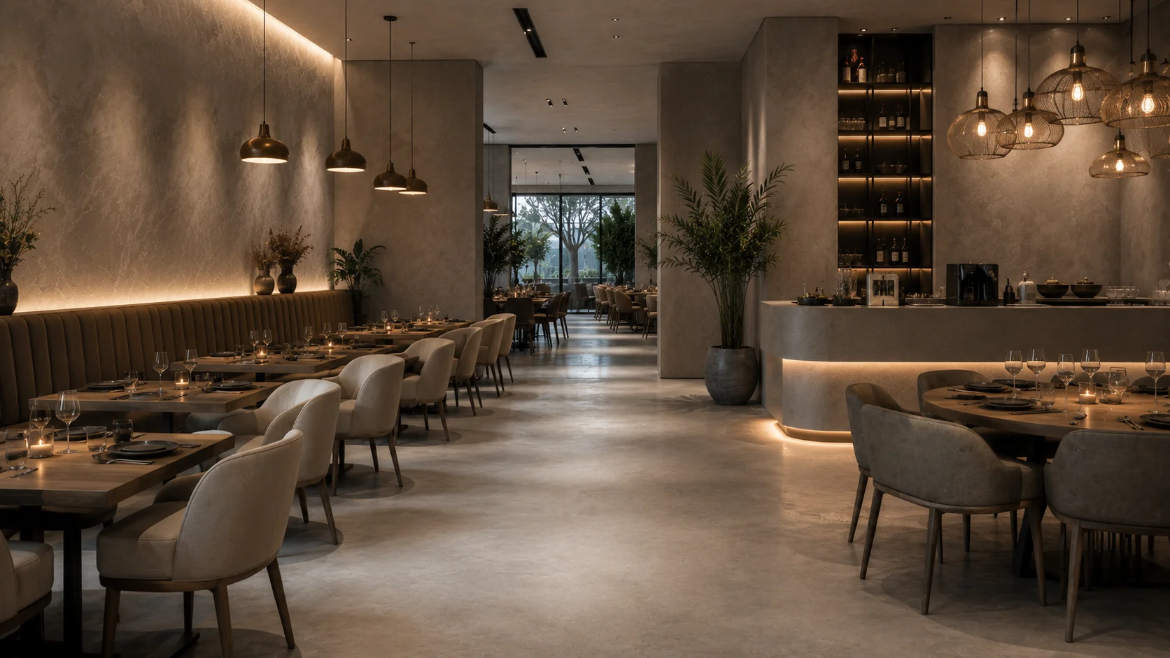 Restaurant Interior with Microcement