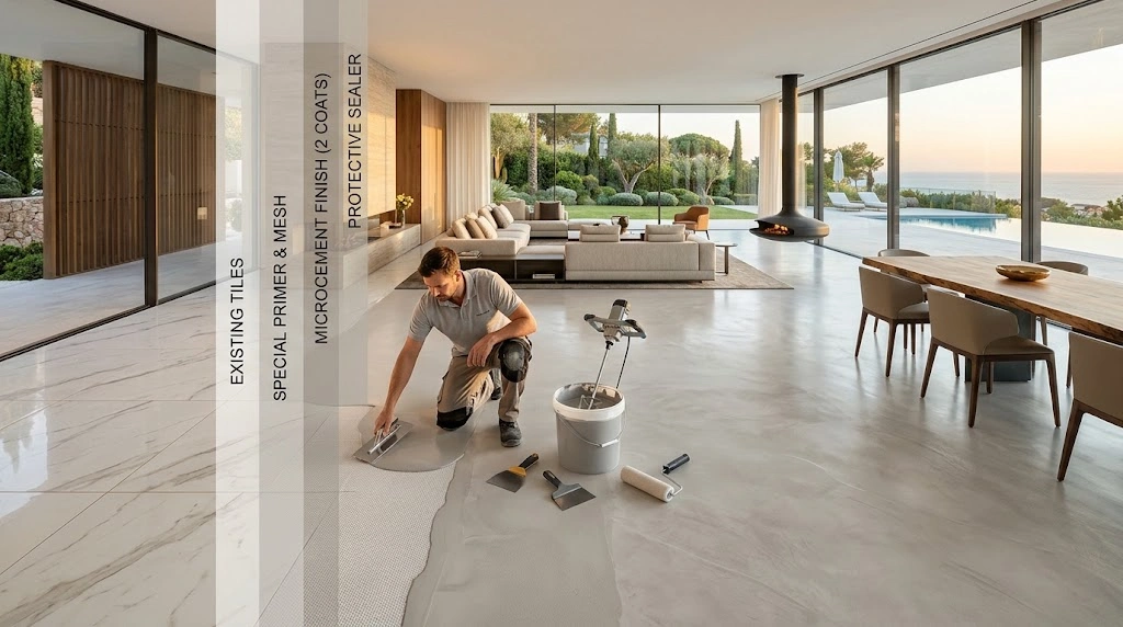 How Is Microcement Flooring Applied Over Existing Tiles