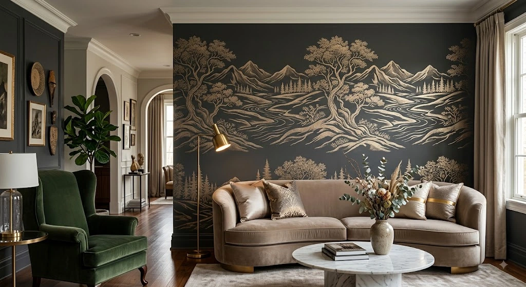Stencil Texture Design for Bedroom & Living Room Walls
