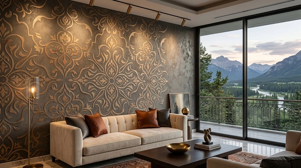 Stencil Texture Wall Design & Finish